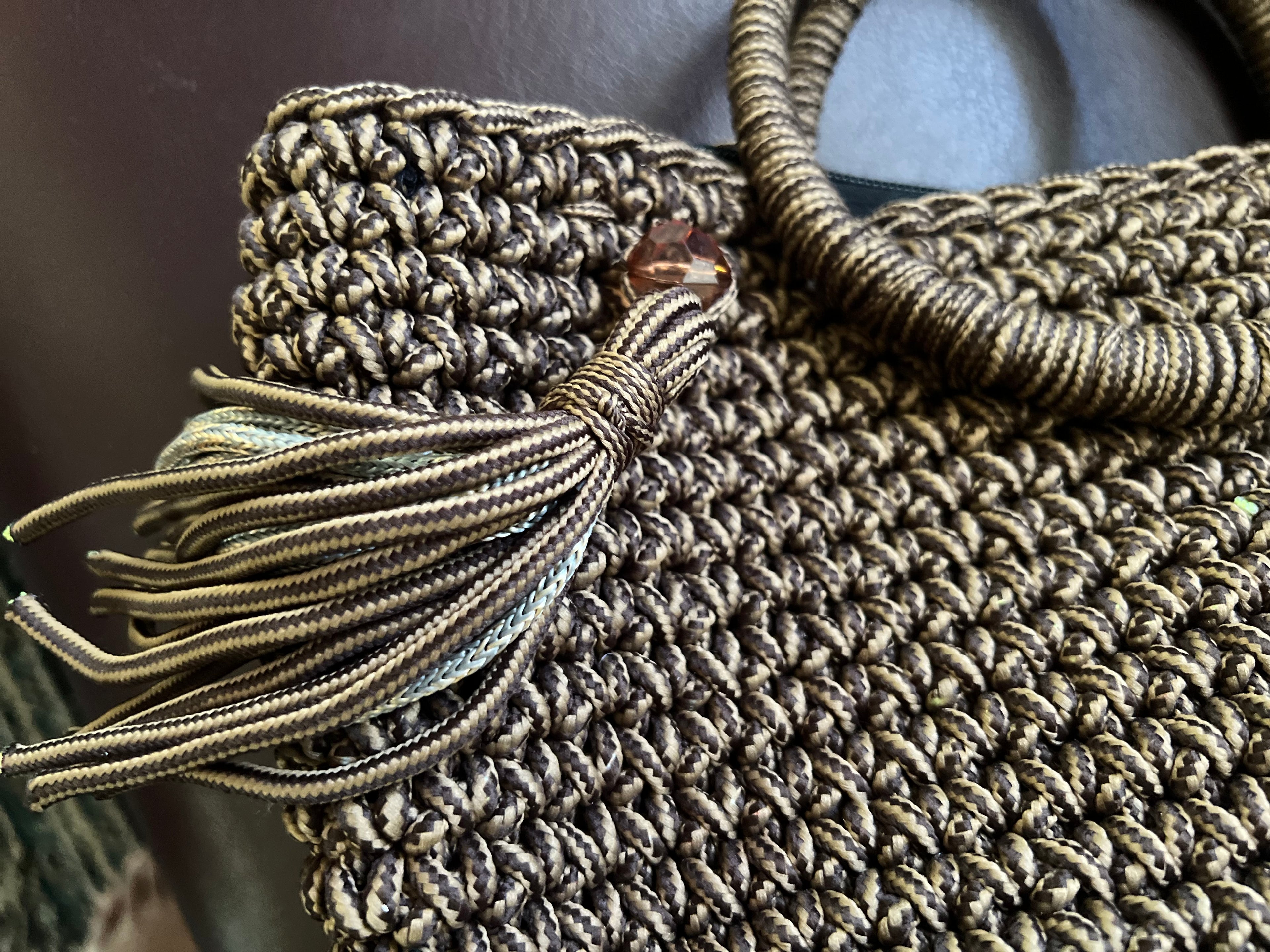 Haroldz Handcrafted Crochet Ring Tote - Cocoa Luxe Edition