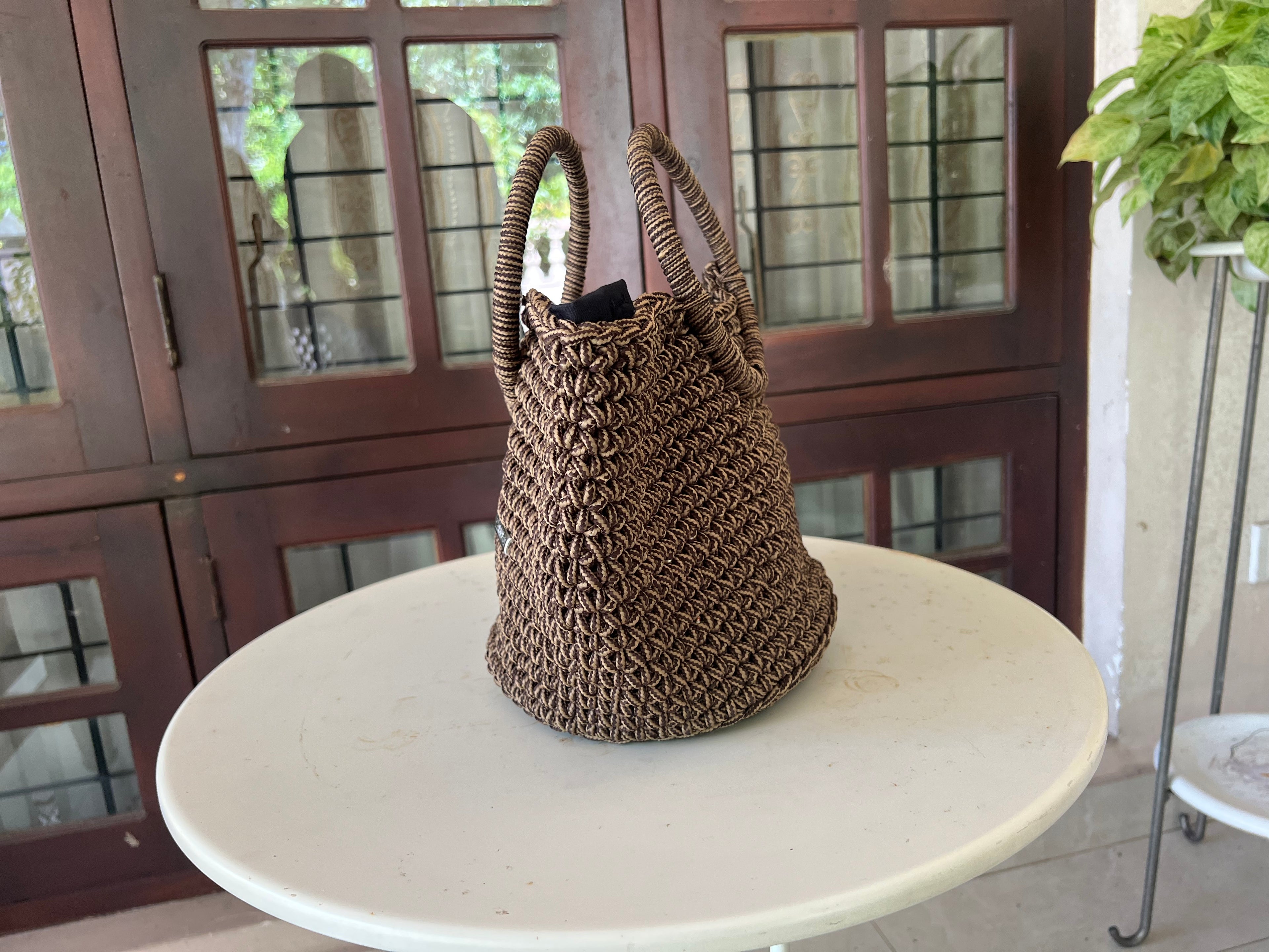 Haroldz Handcrafted Crochet Ring Tote - Cocoa Luxe Edition