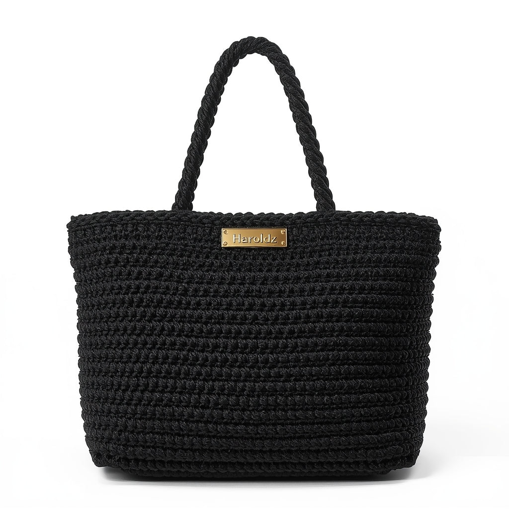 Haroldz Hancrafted Luxury Crochet Tote - Jet Black Edition