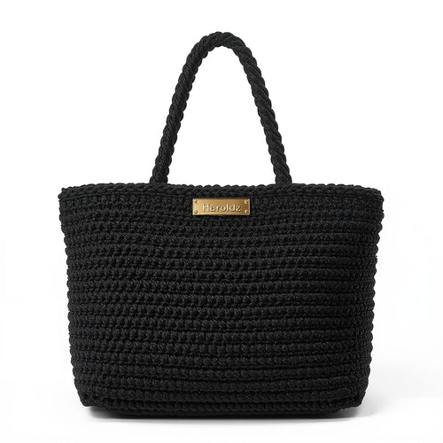 Haroldz Hancrafted Luxury Crochet Tote - Jet Black Edition