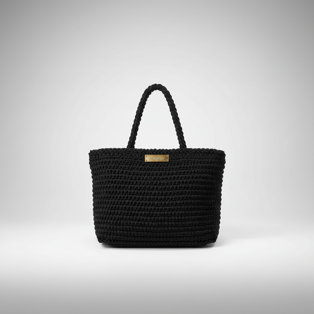 Haroldz Hancrafted Luxury Crochet Tote - Jet Black Edition