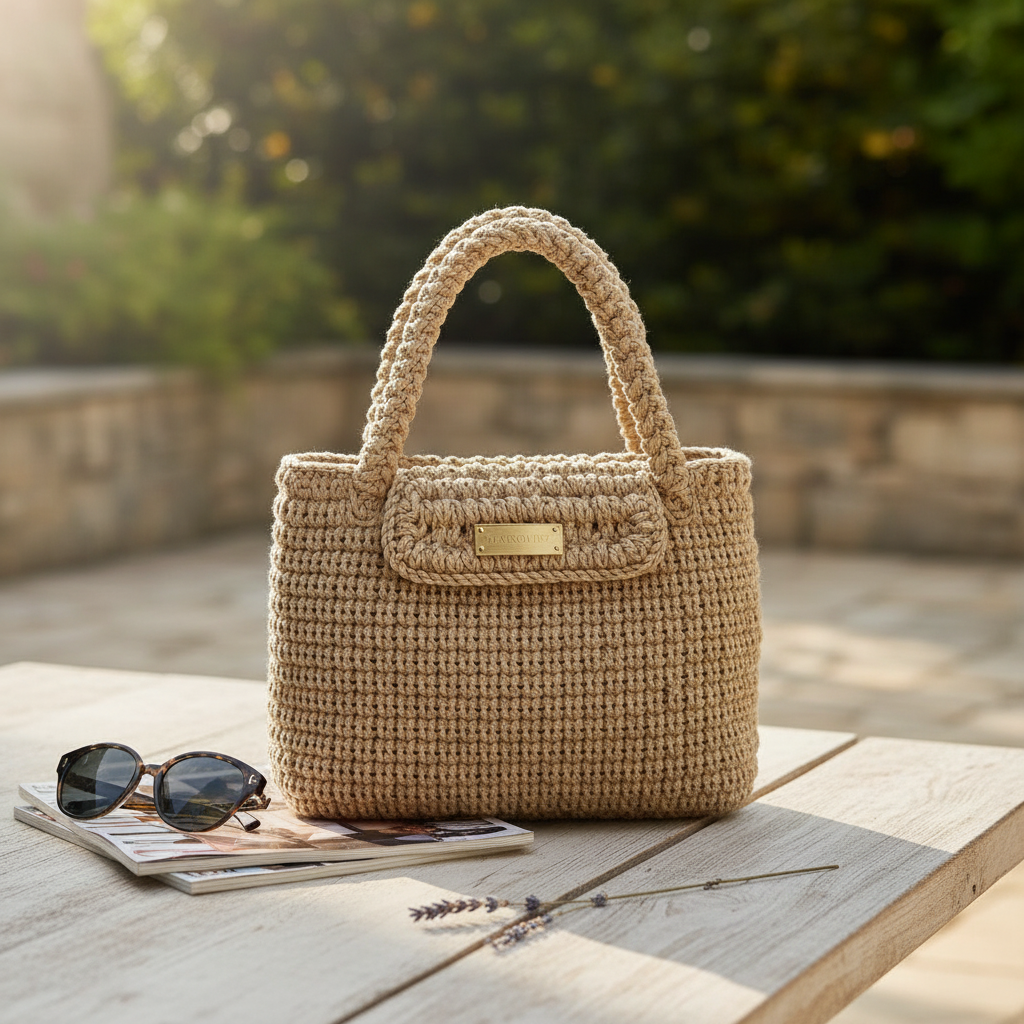 Haroldz Handcrafted Crochet Signature Tote -Champagne Beige Edition